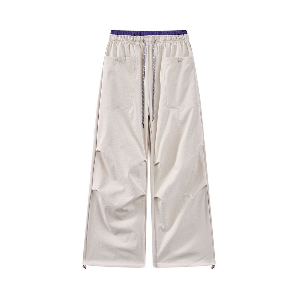 Outdoor Casual Cargo Pants Windproof Pleated Paratrooper Pants Relaxed Fit Long Trousers