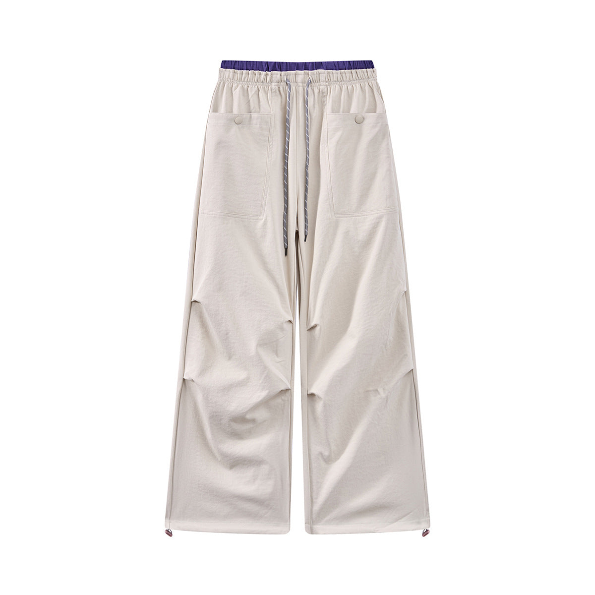 Outdoor Casual Cargo Pants Windproof Pleated Paratrooper Pants Relaxed Fit Long Trousers