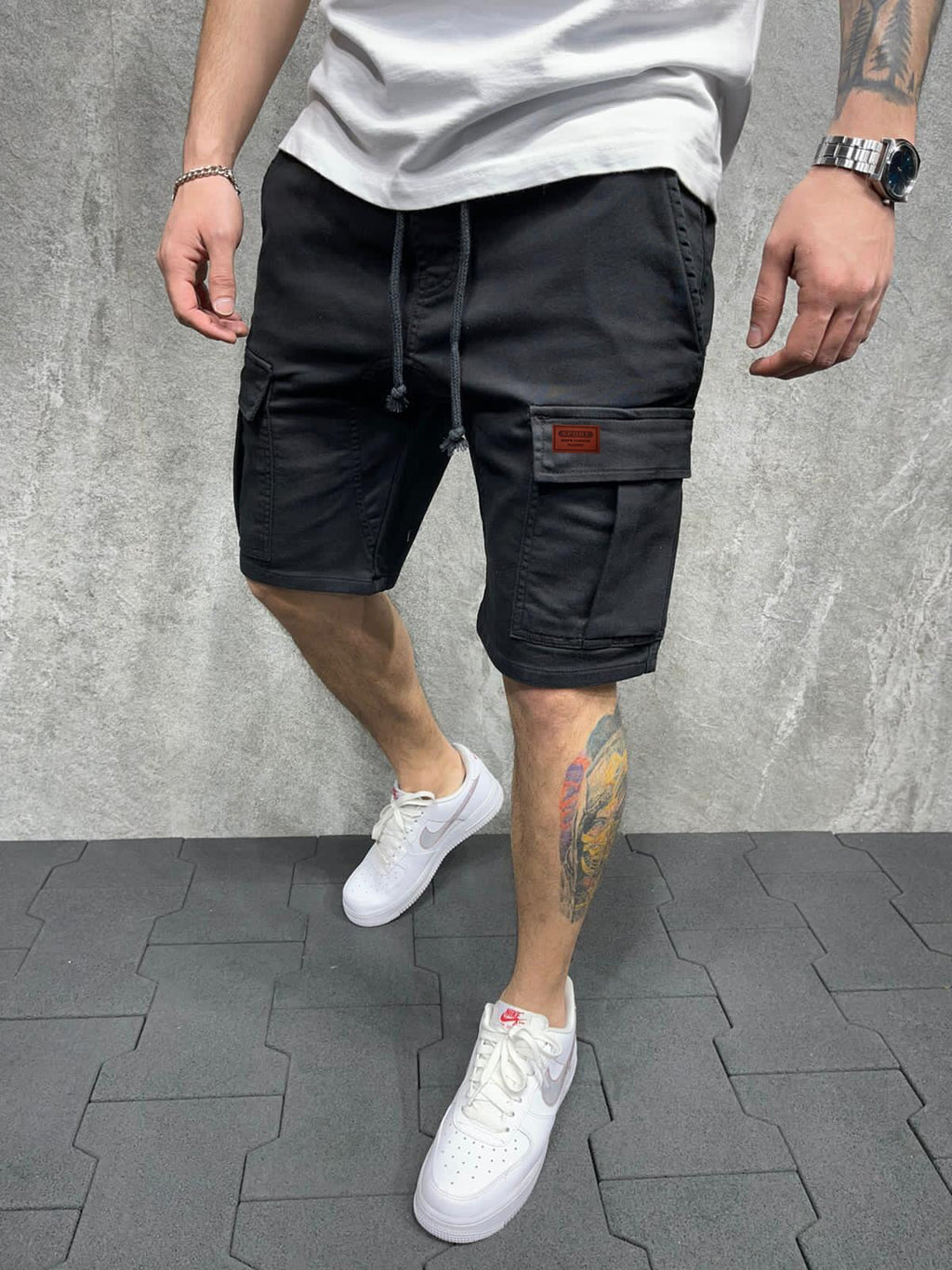 New Spring Summer Men Cargo Shorts Relaxed Fit Breeches Bermuda Casual Short Pants Stick a Skin Social Cargo Short Men