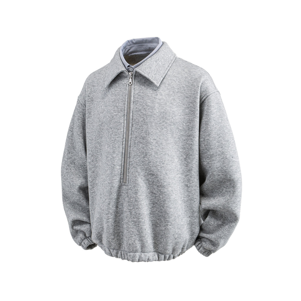 Fake two flip up zipper hoodies