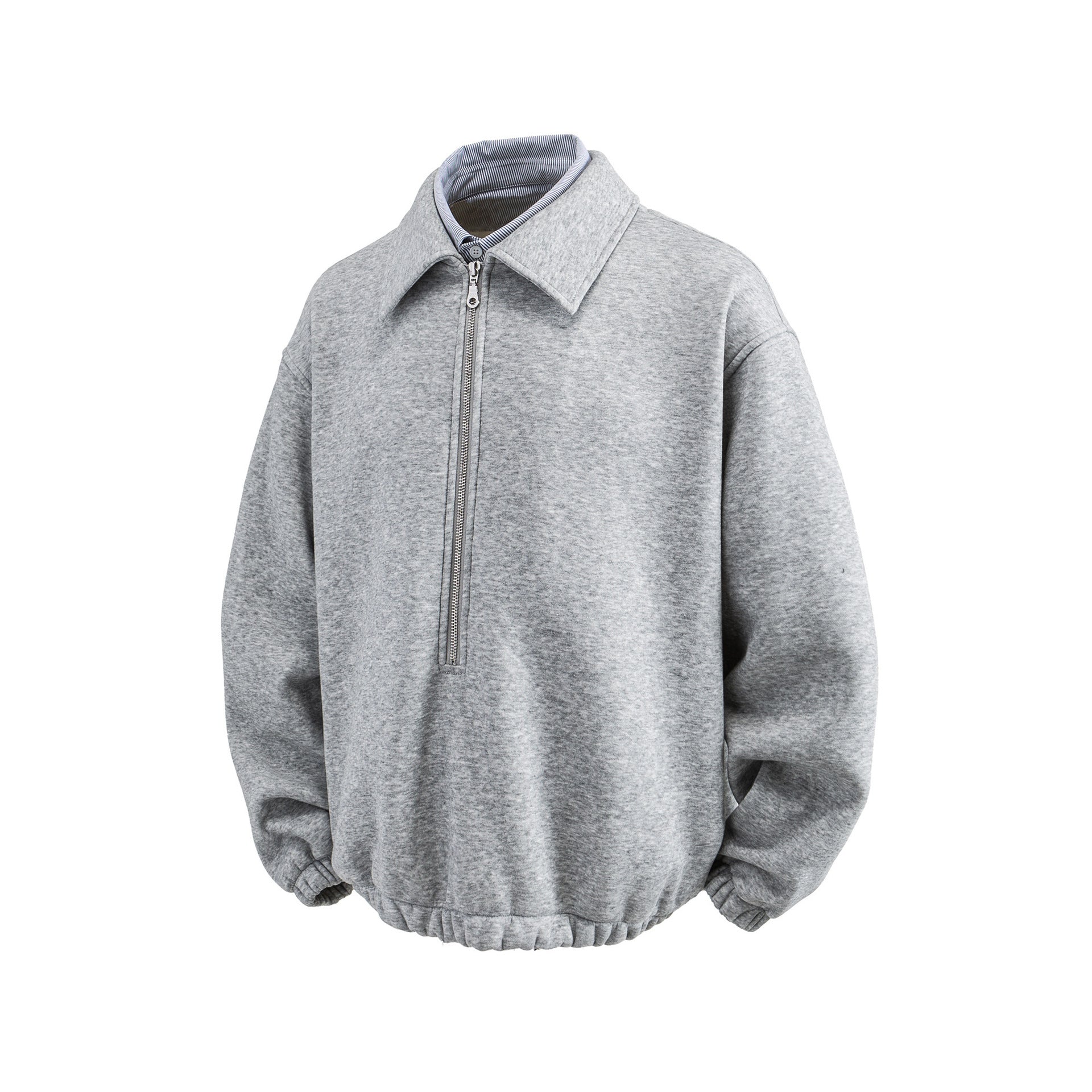 Fake two flip up zipper hoodies