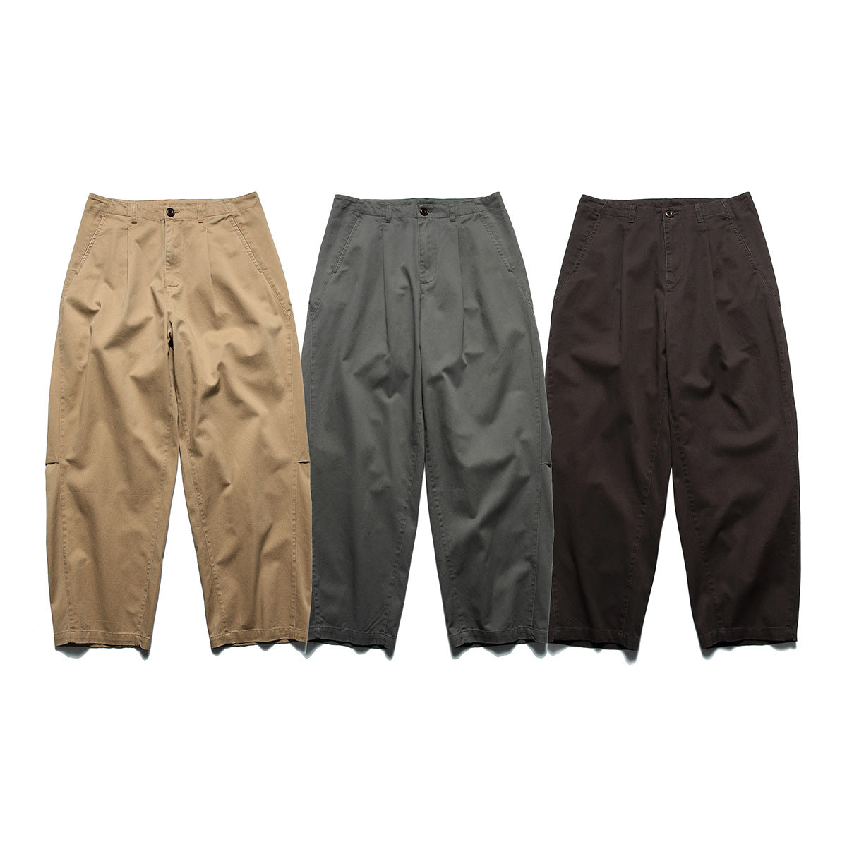 Casual Cotton Washed Loose Straight Leg Relaxed Pants Men Wide Leg Cargo Pants