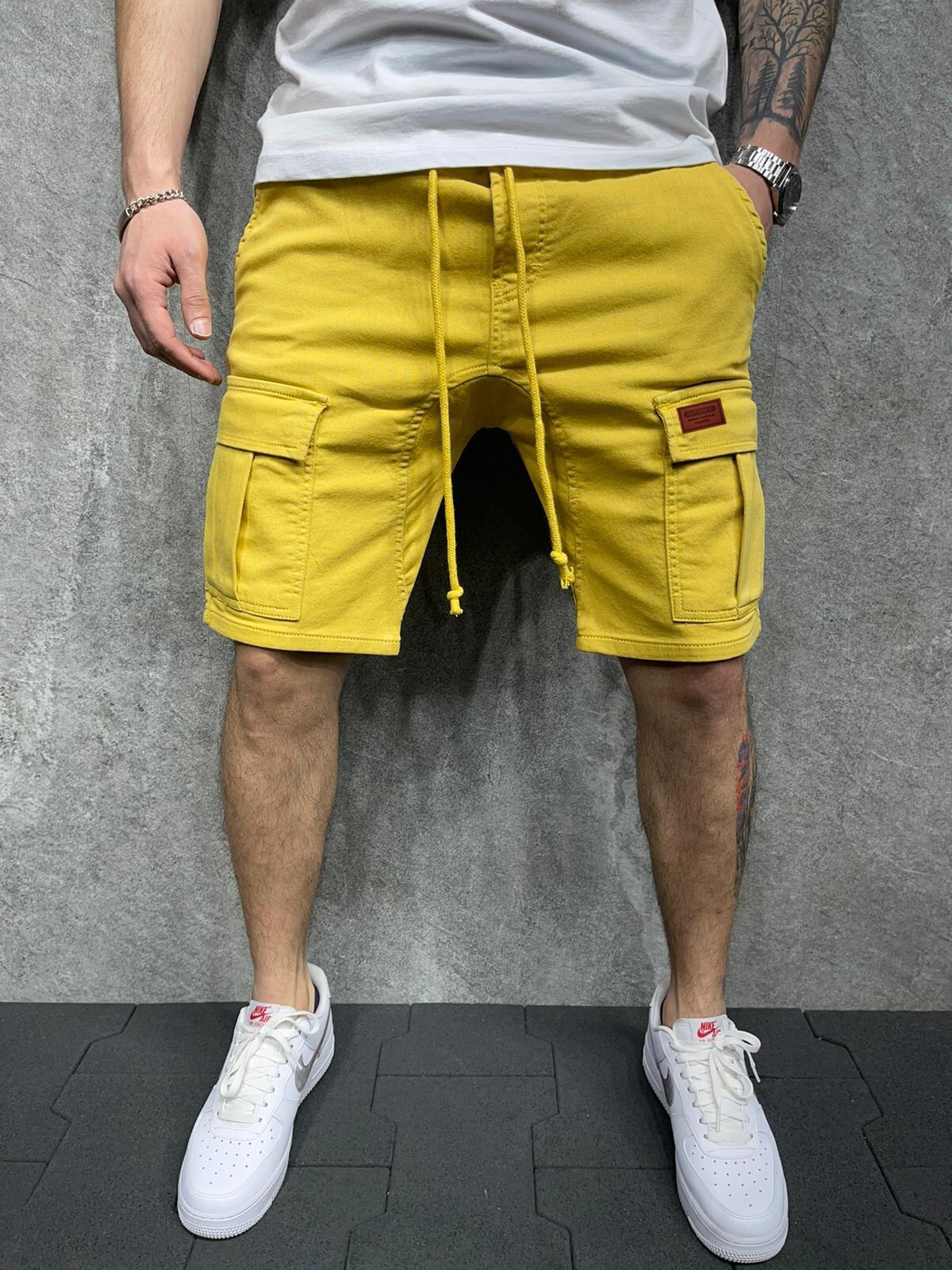 New Spring Summer Men Cargo Shorts Relaxed Fit Breeches Bermuda Casual Short Pants Stick a Skin Social Cargo Short Men