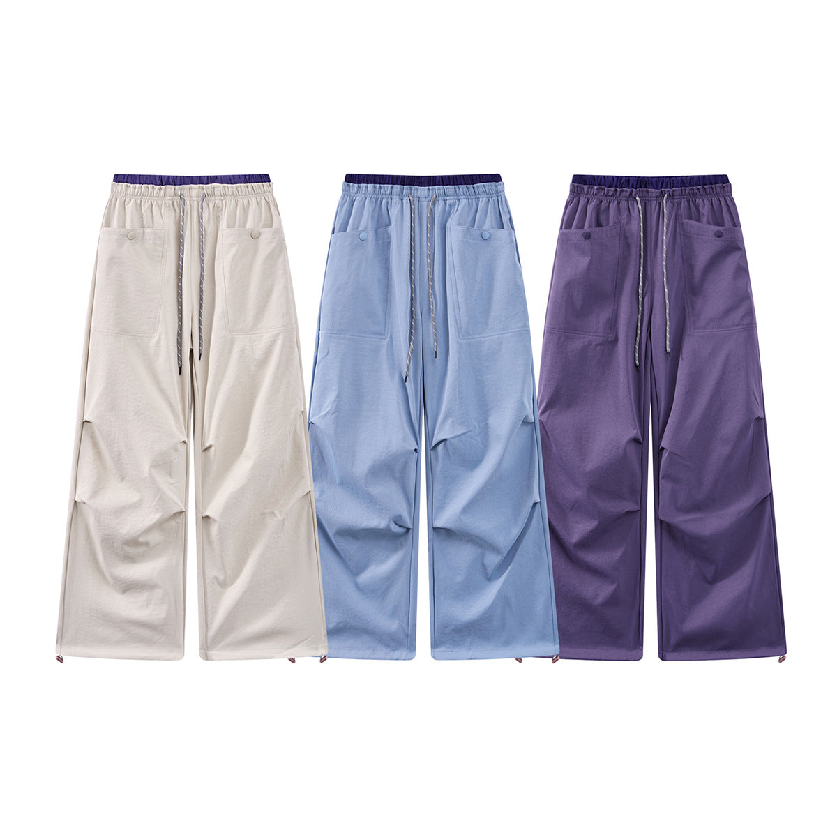 Outdoor Casual Cargo Pants Windproof Pleated Paratrooper Pants Relaxed Fit Long Trousers